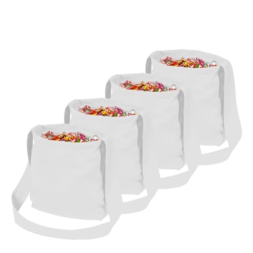 PARTY DISCOUNT NEU Sparpack Wurfbeutel weiß mit Futterstoff, 36x34cm, 71cm Träger, mit 2 Staufächern und breitem Trageriemen, 12 Stück von PARTY DISCOUNT