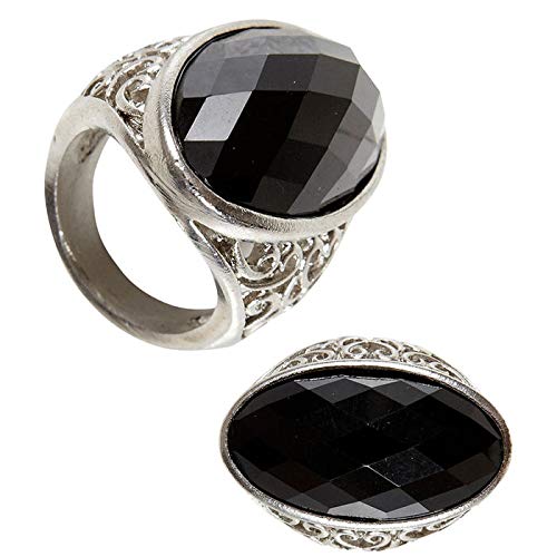 PARTY DISCOUNT Ring Gothic, mit schwarzem Stein von PARTY DISCOUNT