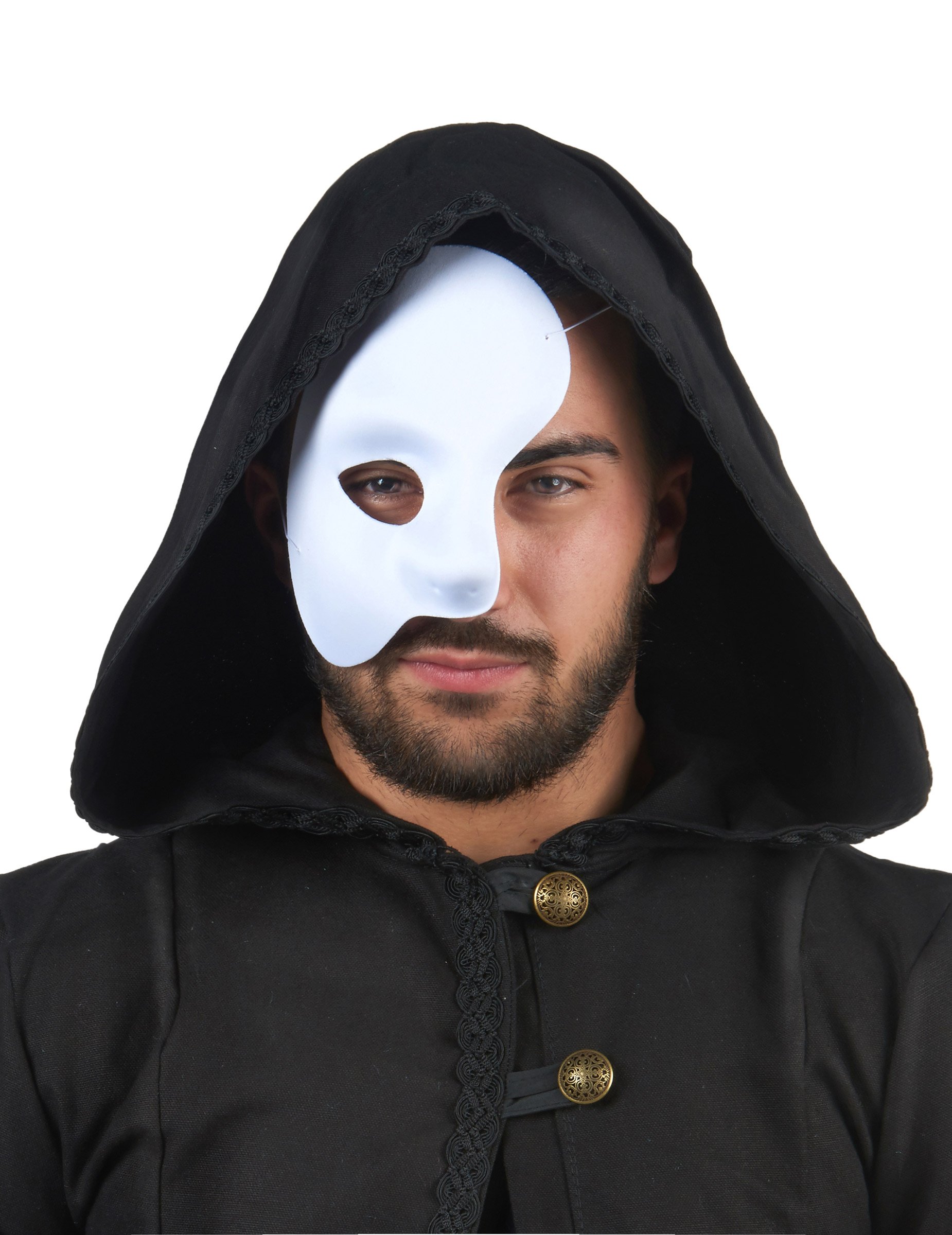 Halb-Maske Phantom weiss von KARNEVAL-MEGASTORE