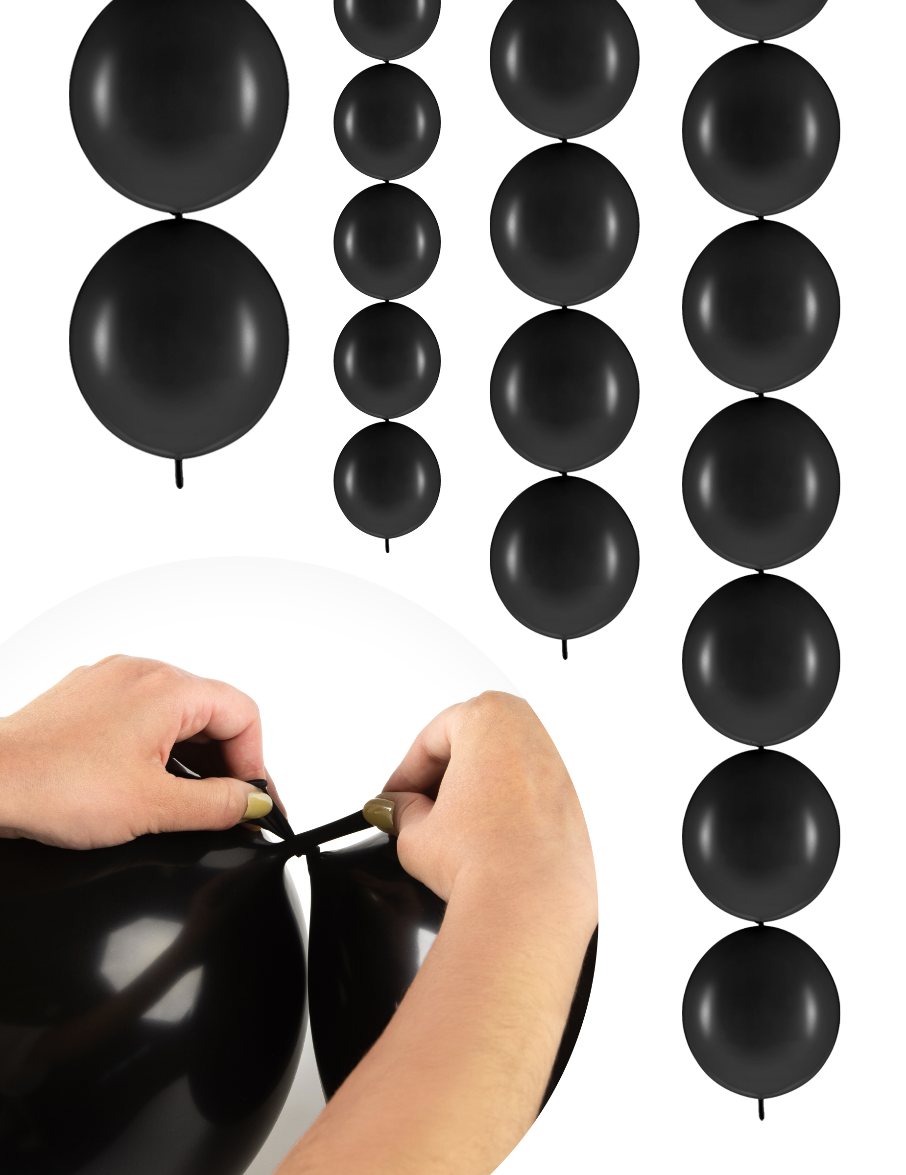 20 aufblasbare schwarze Luftballons zum verbinden 28 cm 20 aufblasbare schwarze Luftballons zum verbinden 28 cm von PARTYDECO