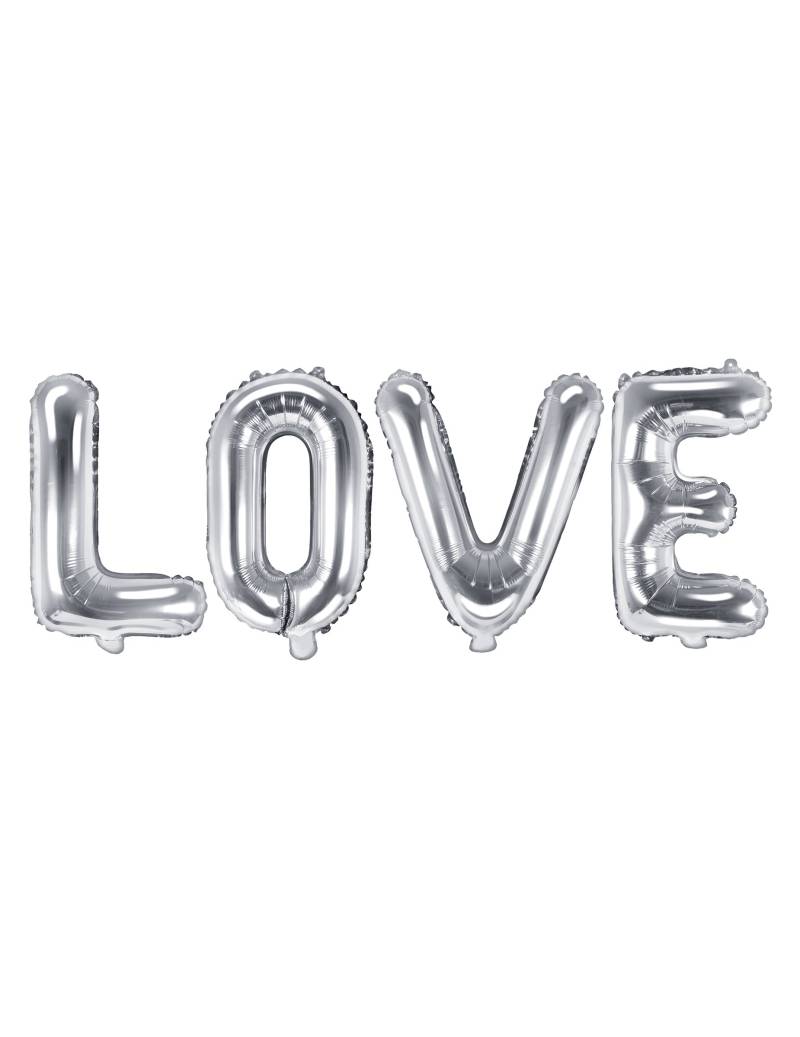 Aluminiumfolienballon Buchstaben LOVE Silber 140 x 35 cm von PARTYDECO