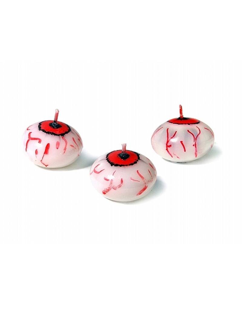 Augen-Kerze Halloween-Kerze rot-weiss 4cm von PARTYDECO