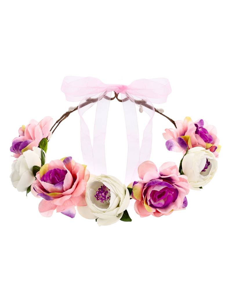 Blumenkrone Haarschmuck Hippie-Accessoire bunt 17 cm von PARTYDECO