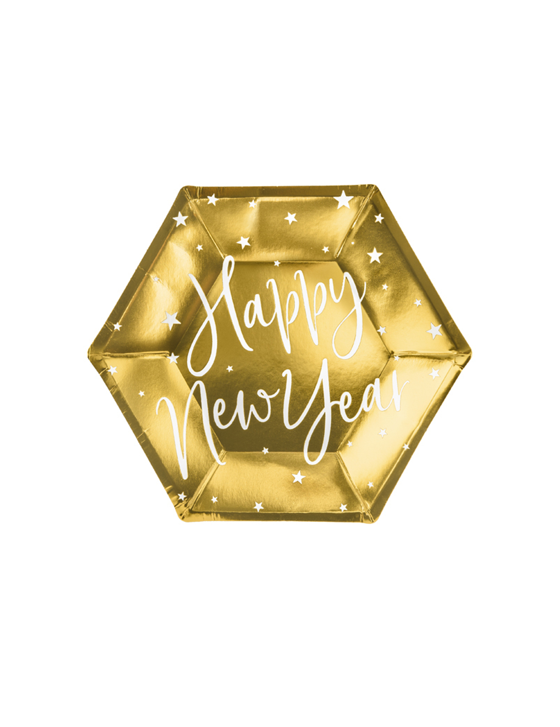 Goldene Pappteller Happy New Year 6 Stück 20 cm Goldene Pappteller Happy New Year 6 Stück 20 cm von PARTYDECO