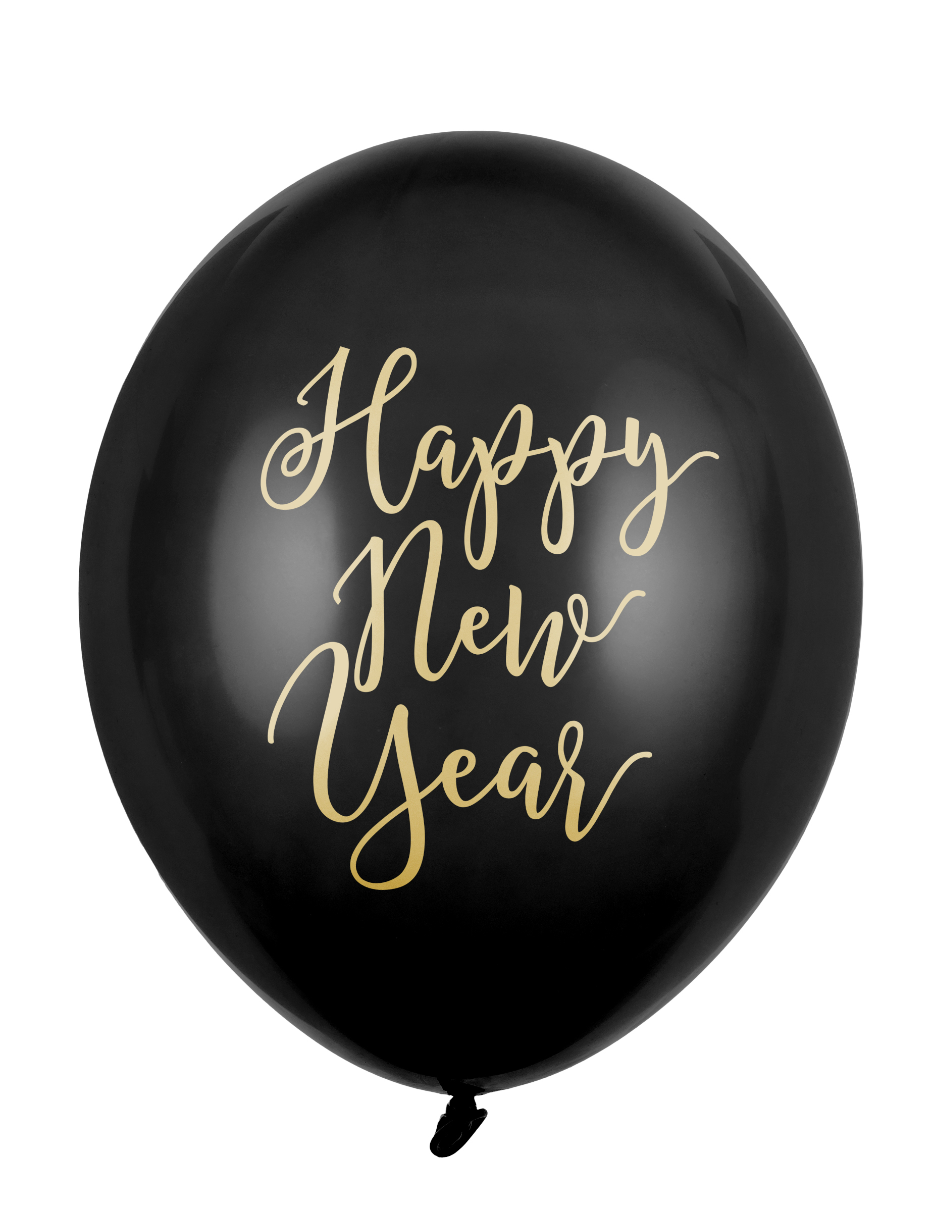 Happy New Year-Luftballons für Silvester 6 Stück schwarz-goldfarben 30 cm von PARTYDECO