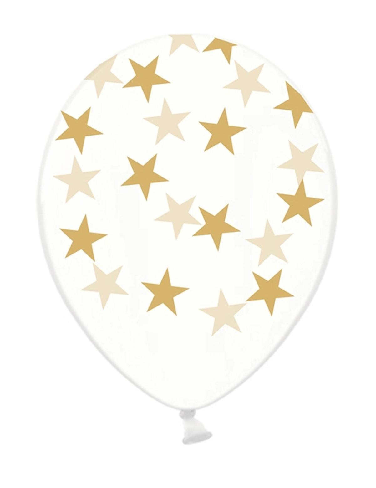 Latexballons mit Sternen 6 Stück transparent-gold von PARTYDECO