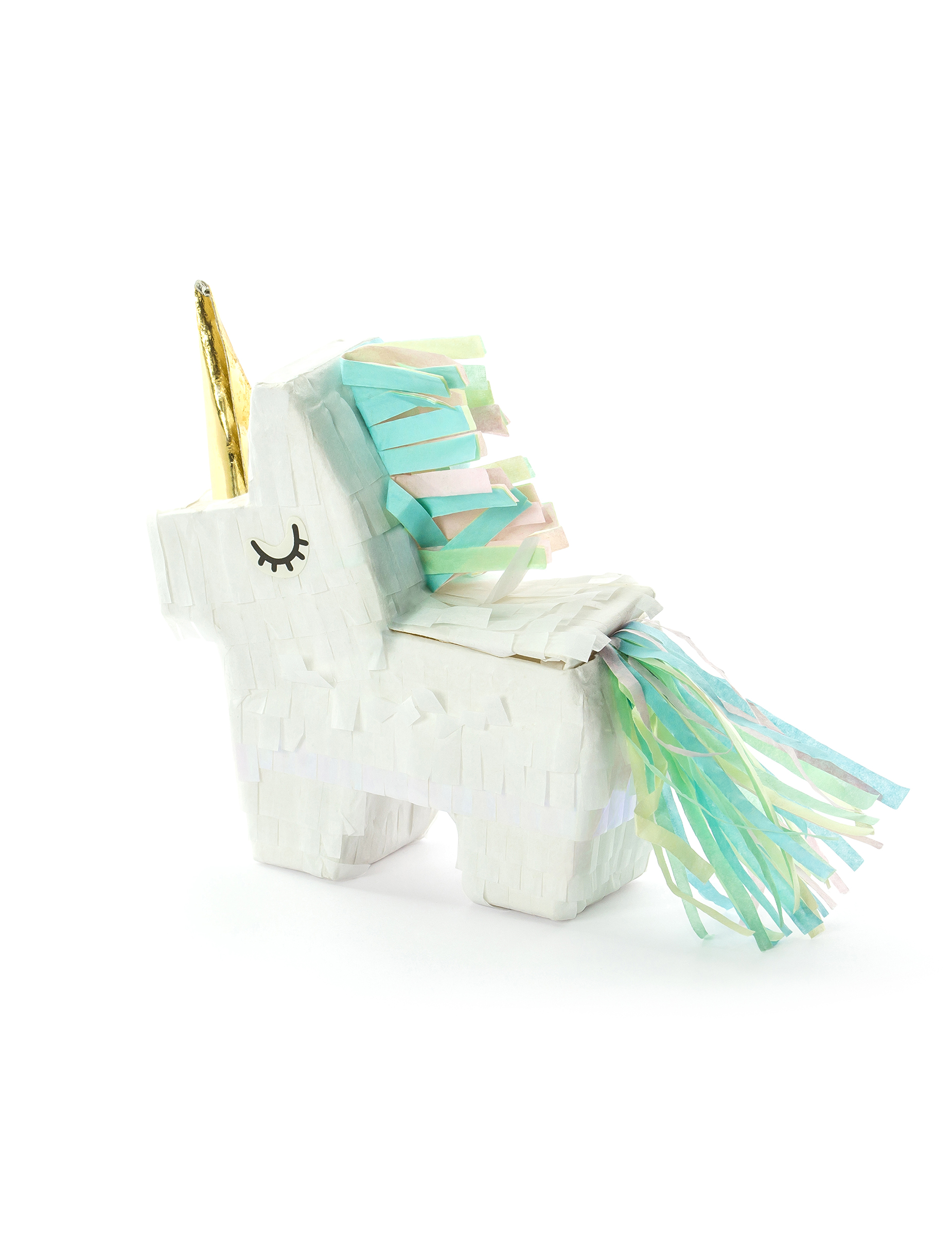 Mini-Pinata in Einhorn-Form Einhorn-Pinata weiss-türkis 8x2,5cm von PARTYDECO