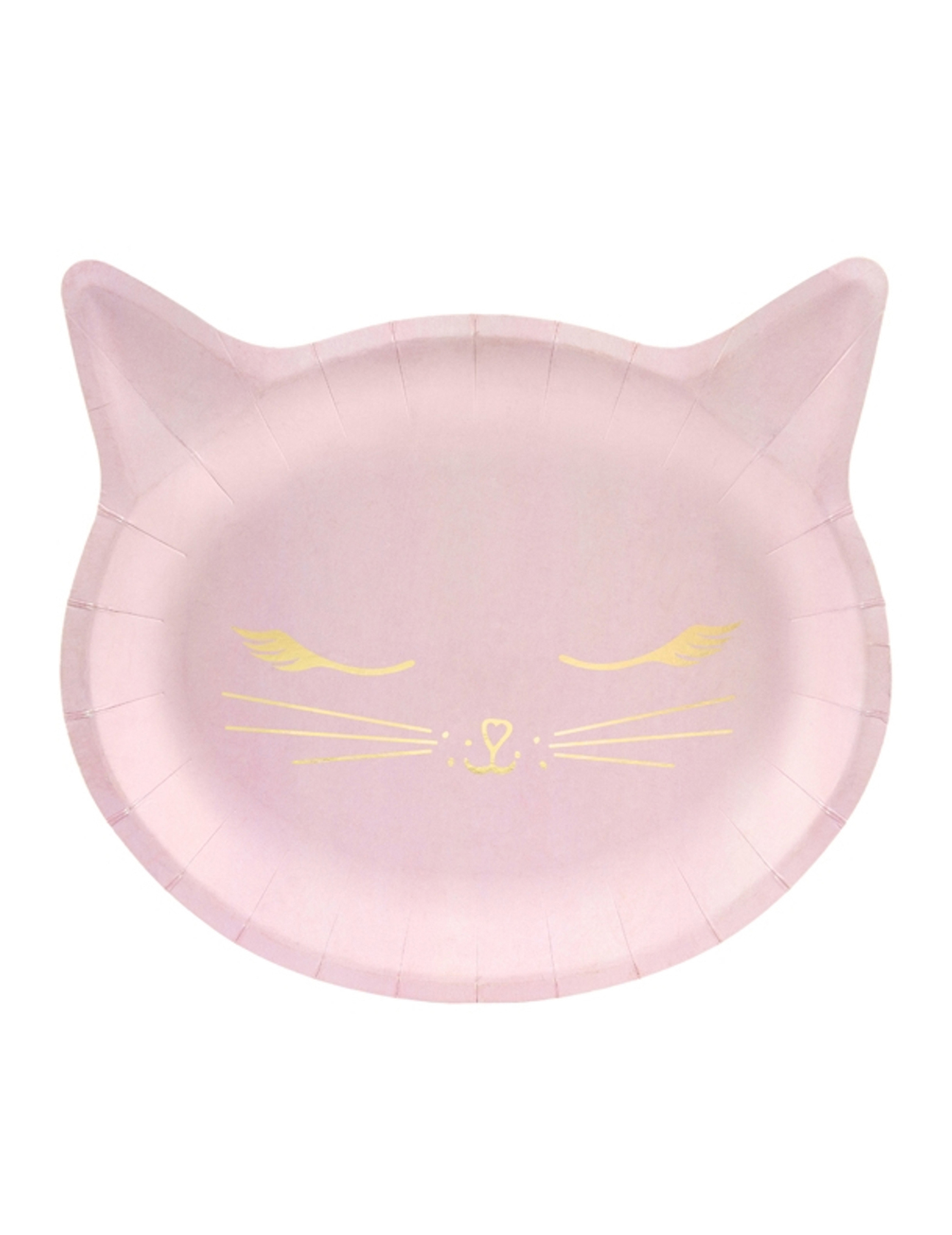 Originelle Katzen-Teller Partyteller 6 Stück rosa 22x20cm von PARTYDECO