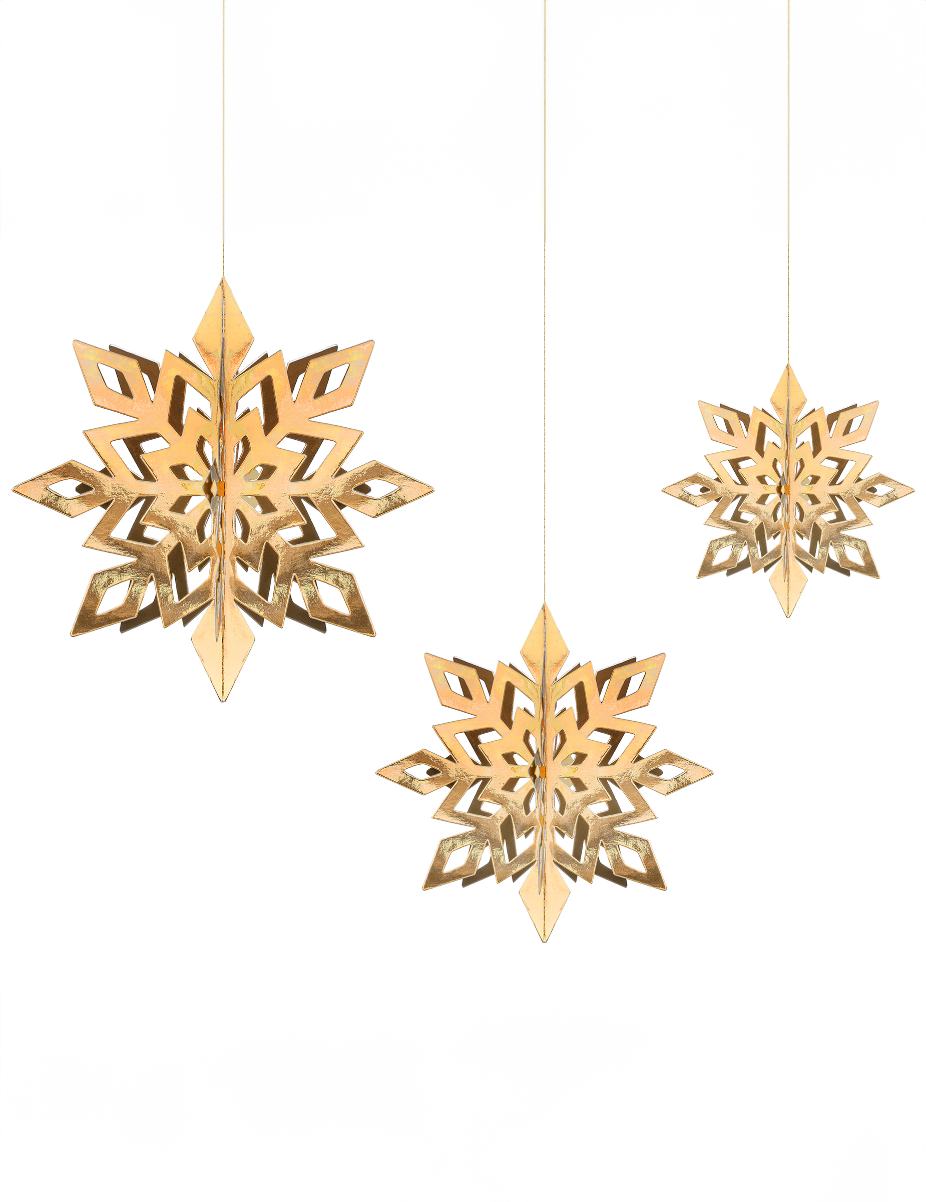 Schneeflocken Aufhänger für Weihnachten 6 Stück goldfarben 15, 20 und 25 cm Schneeflocken Aufhänger für Weihnachten 6 Stück goldfarben 15, 20 und 25 cm von PARTYDECO