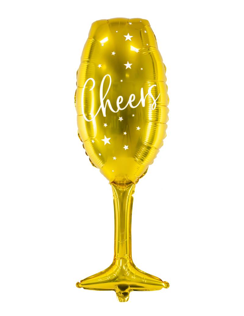 Sektglas-Luftballon Cheers Partydeko gold 28x80 cm von PARTYDECO