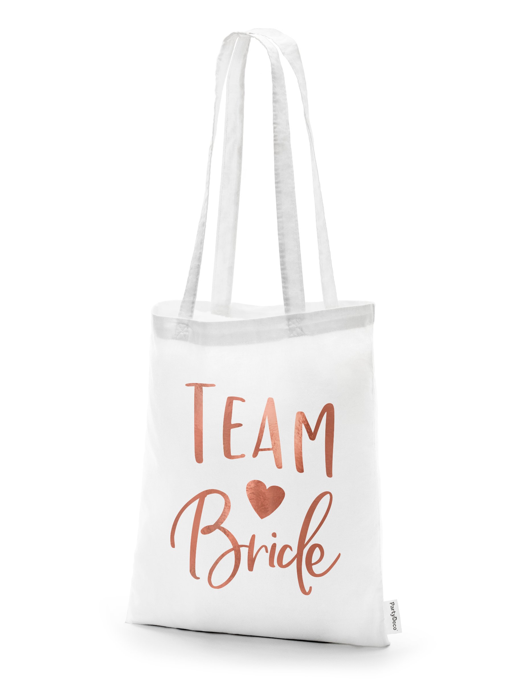 Tote Bag Team Bride JGA-Stoffbeutel weiß-rosè 42x 39 cm von PARTYDECO