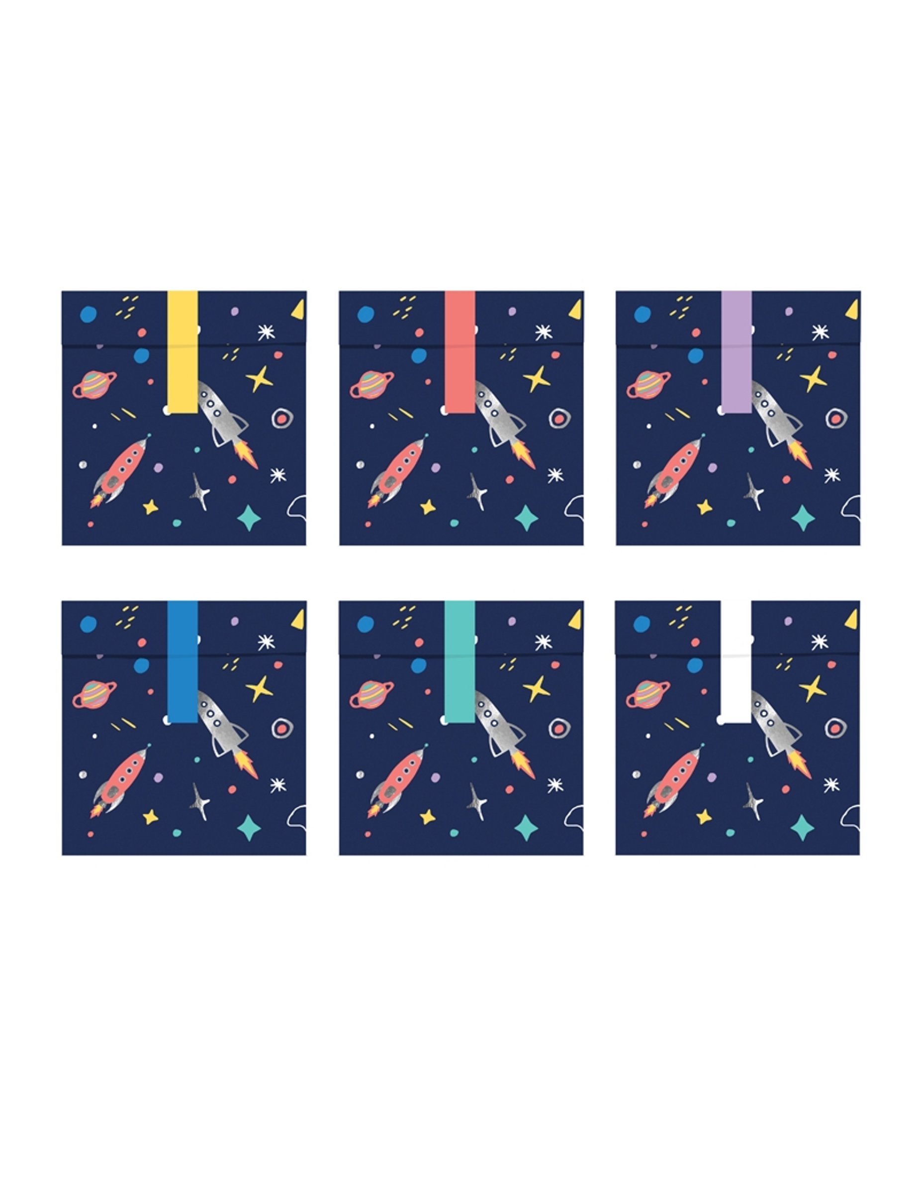 Weltall-Geschenktüten Raketen Planeten Sterne Weltraum 6 Stück blau-bunt 13 x 14 cm von PARTYDECO