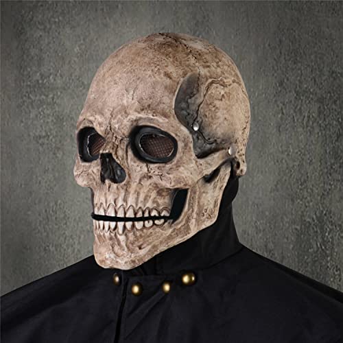 PARTYGEARS Gruselige Halloween-Totenkopf-Maske, voller Kopf, gruselige, realistische Maske mit beweglichem Kiefer, für Erwachsene, Kinder, Cosplay, Party-Maske von PARTYGEARS