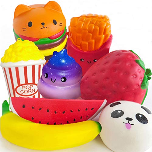 8 Stück Squishies Spielzeug Weihnachten Squishy Spielzeug Squishies Spielzeug für Mädchen Jungen Jumbo Obst Lebensmittel Squishies langsam steigend duftender Stressabbau für Erwachsene Squishy Squeeze von PARTYKA