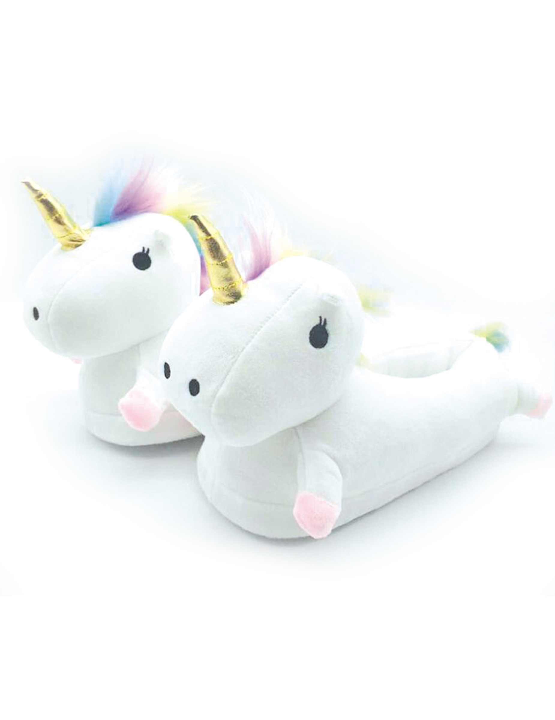 Einhorn-Hausschuhe Geschenkidee Accessoire weiss-bunt von PARTYPRO