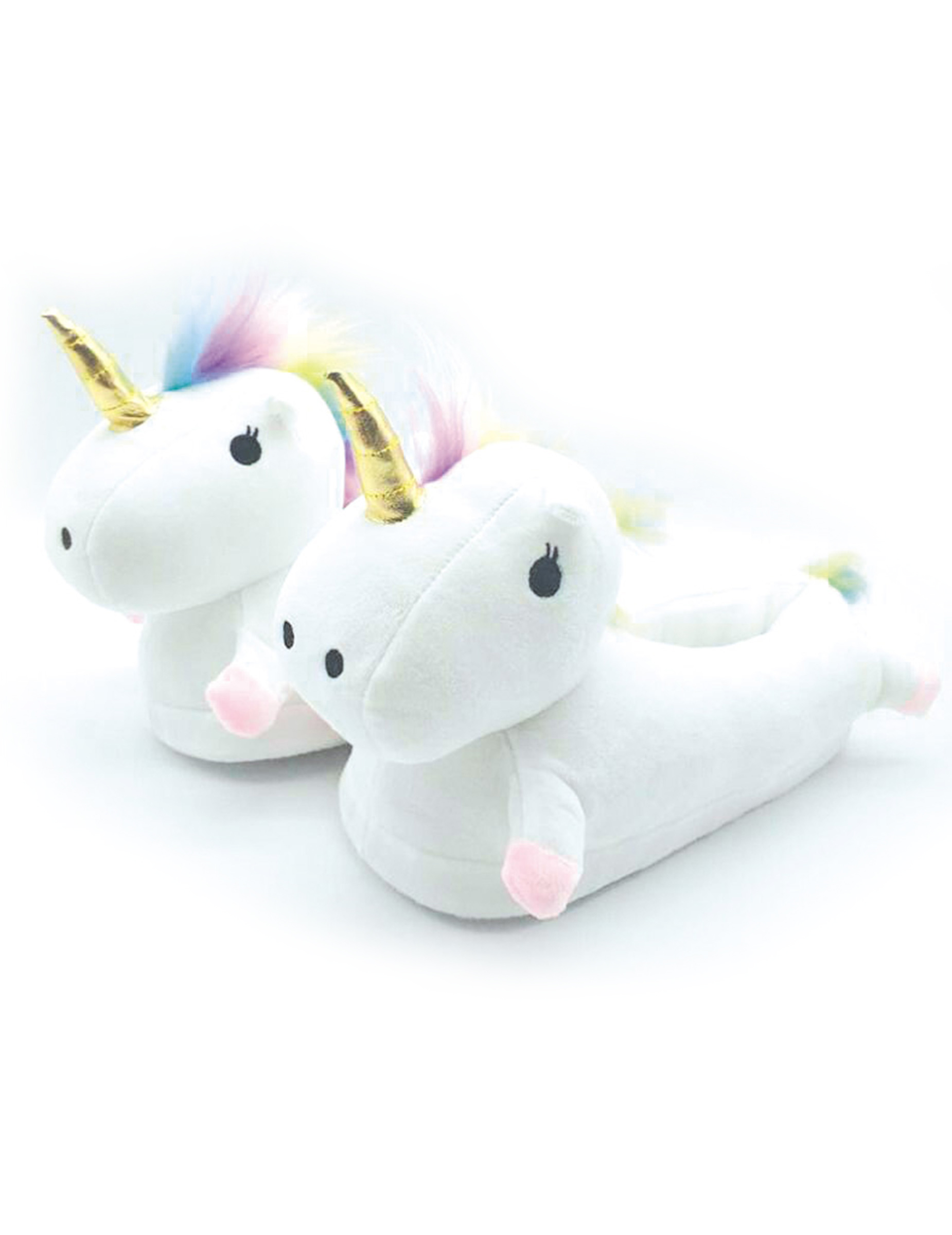 Einhorn-Hausschuhe für Kinder Geschenkidee Accessoire weiss-bunt von PARTYPRO