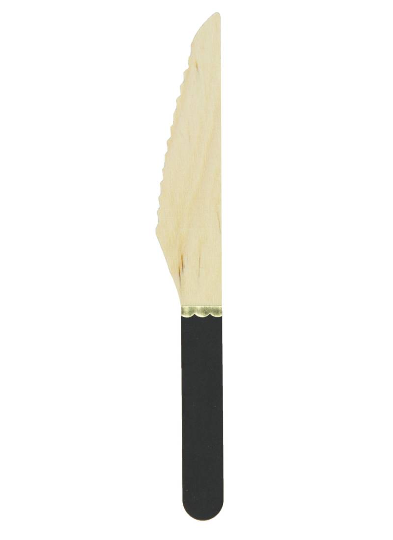 Kleine Messer aus Holz Partydeko 8 Stück braun-schwarz 16 cm von PARTYPRO