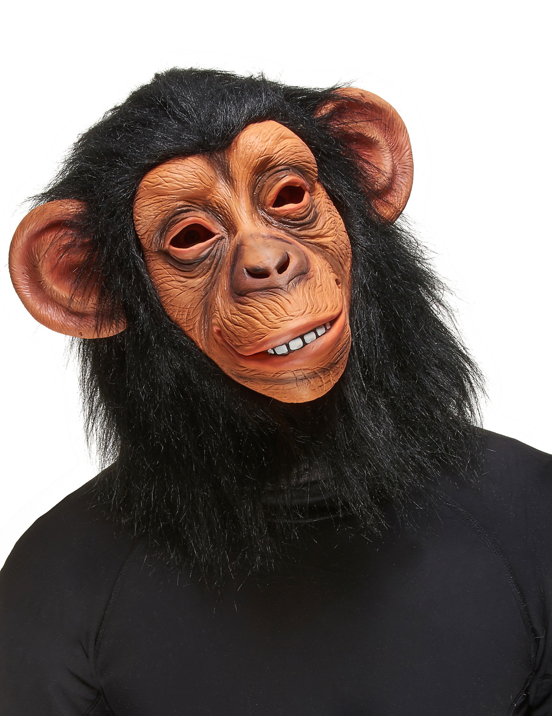 Affe Maske Schimpanse beige-schwarz von KARNEVAL-MEGASTORE