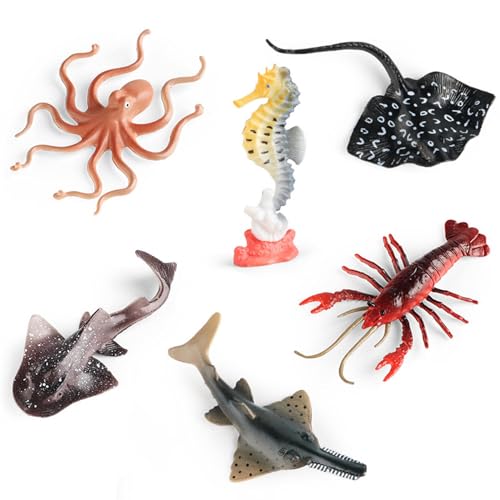 PASHFSA Kinderspielzeug Modellfigur Realistisches Meerestier Sammlerspielzeug Aquarien Gear Store Supplies 6PCS von PASHFSA