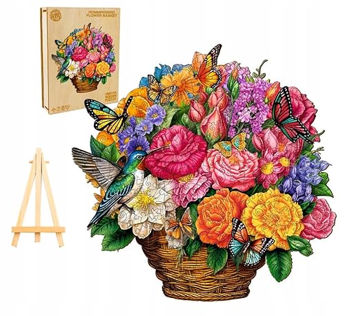 PASJO - Holzpuzzle Erwachsene mit Blumenmotiv 126 Teile 34,2x28,2 cm - Geschenkidee für Kinder - Holz Puzzle Blumen - Einzigartige Blumenförmige Holz-Puzzle - Creative Jigsaw von PASJO