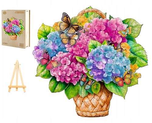 PASJO - Holzpuzzle Erwachsene mit Blumenmotiv 300 Teile 36x35 cm - Geschenkidee für Kinder - Holz Puzzle Blumen - Einzigartige Blumenförmige Holz-Puzzle - Creative Jigsaw aus Holz für Erwachsene von PASJO