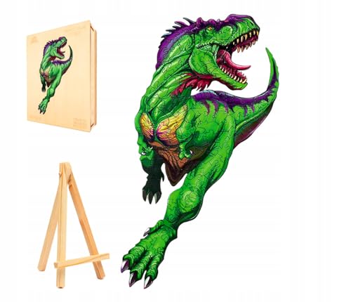 PASJO - Holzpuzzle Erwachsene mit Dinosauriermotiv 209 Teile 42x23 cm - Geschenkidee für Kinder - Holz Puzzle Dinosaurier - Einzigartige Tierförmige Holz-Puzzle - Jigsaw aus Holz für Erwachsene von PASJO