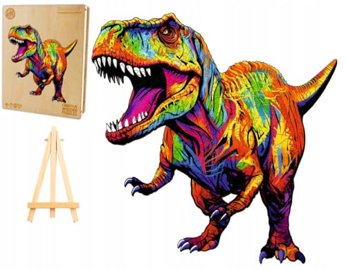 PASJO - Holzpuzzle Erwachsene mit Dinosauriermotiv 230 Teile 35x34,3 cm - Geschenkidee für Kinder - Holz Puzzle Dinosaurier - Einzigartige Tierförmige Holz-Puzzle - Jigsaw aus Holz für Erwachsene von PASJO