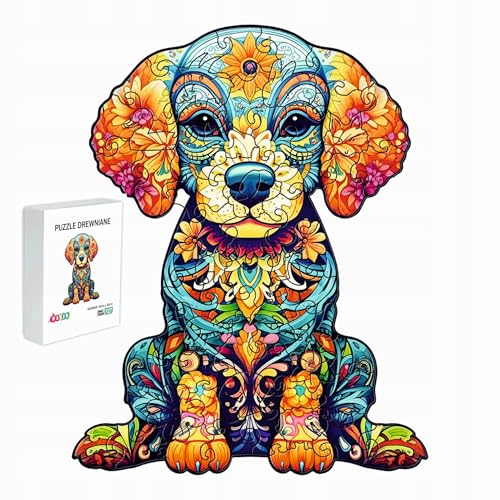 PASJO - Holzpuzzle Erwachsene mit Hundemotiv 127 Teile - Geschenkidee für Kinder - Holz Puzzle Hund - Einzigartige Tierförmige Holz-Puzzle - Creative Jigsaw aus Holz für Erwachsene von PASJO