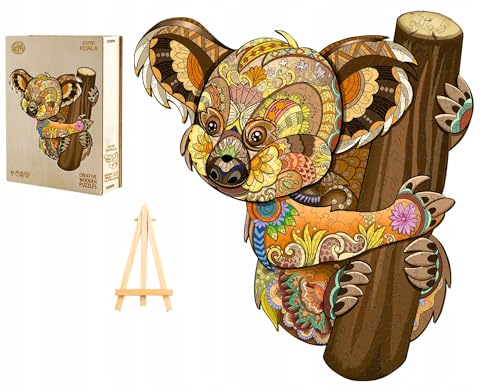 PASJO - Holzpuzzle Erwachsene mit Motiv eines Koalas 300 Teile 40x36,6 cm - Geschenkidee für Kinder - Holz Puzzle Koala - Einzigartige Tierförmige Holz-Puzzle - Creative Jigsaw von PASJO