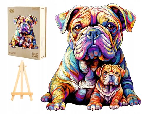 PASJO - Holzpuzzle Erwachsene mit Hundemotiv 240 Teile 34,5x32,1 cm - Geschenkidee für Kinder - Holz Puzzle Hund - Einzigartige Tierförmige Holz-Puzzle - Creative Jigsaw aus Holz für Erwachsene von PASJO