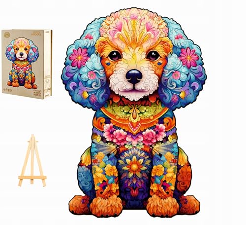 PASJO - Holzpuzzle Erwachsene mit Hundemotiv 275 Teile 37,9x26,4 cm - Geschenkidee für Kinder - Holz Puzzle Hund - Einzigartige Tierförmige Holz-Puzzle - Creative Jigsaw aus Holz für Erwachsene von PASJO