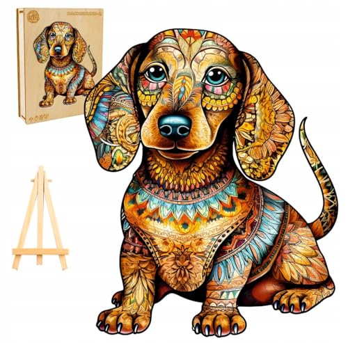 PASJO - Holzpuzzle Erwachsene mit Hundemotiv 300 Teile 40x32,8 cm - Geschenkidee für Kinder - Holz Puzzle Hund - Einzigartige Tierförmige Holz-Puzzle - Creative Jigsaw aus Holz für Erwachsene von PASJO