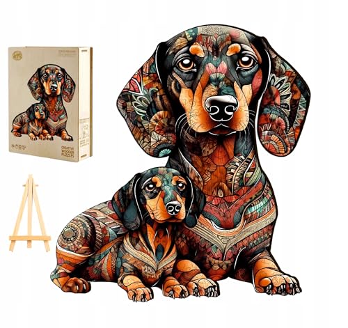 PASJO - Holzpuzzle Erwachsene mit Hundemotiv 300 Teile 40x37,3 cm - Geschenkidee für Kinder - Holz Puzzle Hund - Einzigartige Tierförmige Holz-Puzzle - Creative Jigsaw aus Holz für Erwachsene von PASJO