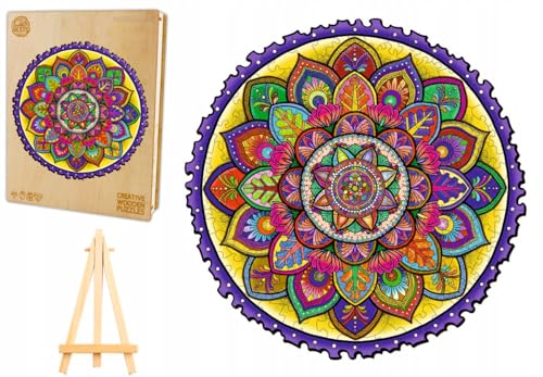 PASJO - Holzpuzzle Erwachsene mit Mandalamotiv 243 Teile 31x31 cm - Geschenkidee für Kinder - Holz Puzzle Mandala - Einzigartige Tierförmige Holz-Puzzle - Creative Jigsaw aus Holz für Erwachsene von PASJO