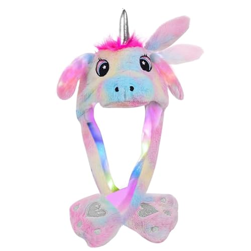 PASLFC Wackelohr Mütze mit Led,Hasenohren Hut Fuer Kinder,Wackelohrenmützen Kinder,Mütze mit Beweglichen Ohren,Mütze mit Wackelohren,Leuchtende Ohren für Weihnachtsfeier Fasching,Karneval & Cosplay von PASLFC