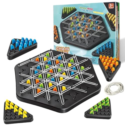 Triggle Spiel mit Gummibänder,Brain Games Triggle,Triggle-Gummiband-Spiel,Brettspiele Dreieck,Ketten Dreieck Spiel,Triggle Board Game,Triggle Spiel Kettendreieck Schachspiel,Triggle Spiel Schach von PASLFC