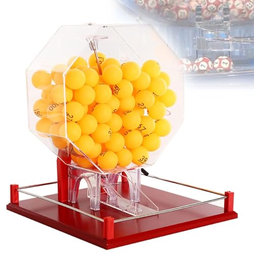 PASPRT Handkurbel-Lotterie-Maschine, manuelle Lotterie-Maschine, 100 Stück Ball, buntes Leben Lotterie-Maschine, manuelle Lotterie-Lotterie-Maschine (Red) von PASPRT