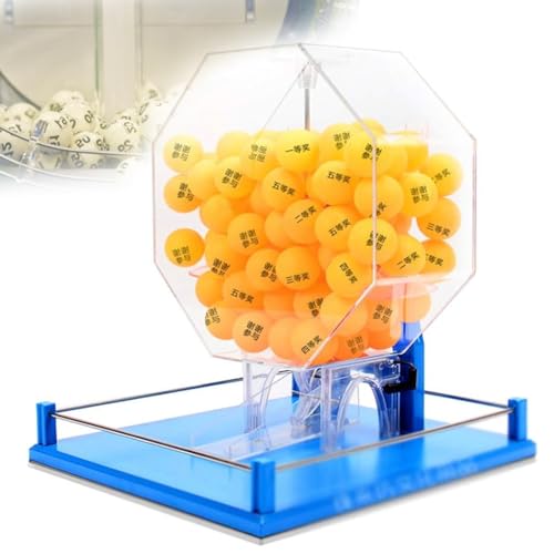 PASPRT Handkurbel-Lotteriemaschine, Bingo-Kugelmaschine, Kugelnummernauswahl mit 100 Kugeln, zufällige Kugelauswahl, für Unterhaltungsstätten (Blue) von PASPRT