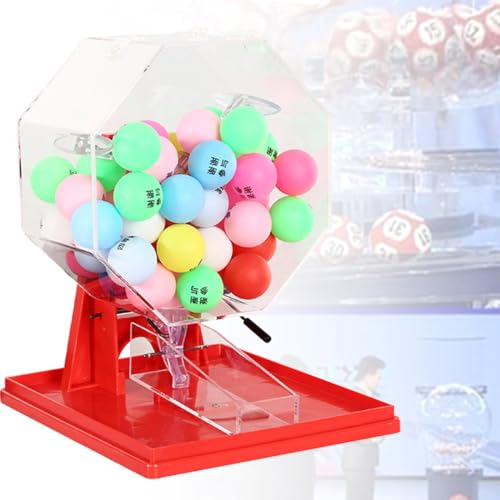 PASPRT Lotteriemaschine Viele-Farben-Kugelnummernauswahl Handbuch Lotterielotteriemaschine Tischtennis-Requisiten Lucky Bidding Lotterie (50balls colornumberball) von PASPRT