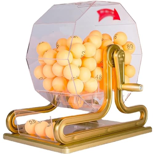 PASPRT The Props Lotteriemaschine Doppelfarben-Ball-Lotteriemaschine Zahlenauswahl der Lotteriebox Lotteriemaschine Lotteriemaschine (Gold) von PASPRT