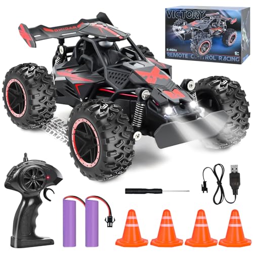 PATEMZON Ferngesteuertes Auto, 2.4GHz 2WD RC Auto mit LED Blinken, 1:18 15km/h Wiederaufladbares RC Buggy, Fernbedienung Offroad Spielzeugauto für Jungen und Mädchen ab 6 Jahre, Rot PATEMZON Ferngesteuertes Auto, 2.4GHz 2WD RC Auto mit LED Blinken, 1:18 15km/h Wiederaufladbares RC Buggy, Fernbedienung Offroad Spielzeugauto für Jungen und Mädchen ab 6 Jahre, Rot von PATEMZON