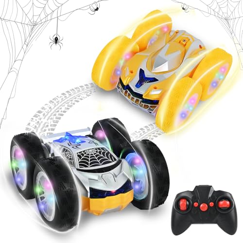 PATEMZON Ferngesteuertes Auto, RC Stunt Auto, 360°Drehung Zweiseitiges Spielzeugauto, 2.4GHz Spider Monstertruck mit Coole Lichter und Austauschbaren Reifen, Geschenk Geburtstag Junge Mädchen (Silber) PATEMZON Ferngesteuertes Auto, RC Stunt Auto, 360°Drehung Zweiseitiges Spielzeugauto, 2.4GHz Spider Monstertruck mit Coole Lichter und Austauschbaren Reifen, Geschenk Geburtstag Junge Mädchen (Silber) von PATEMZON