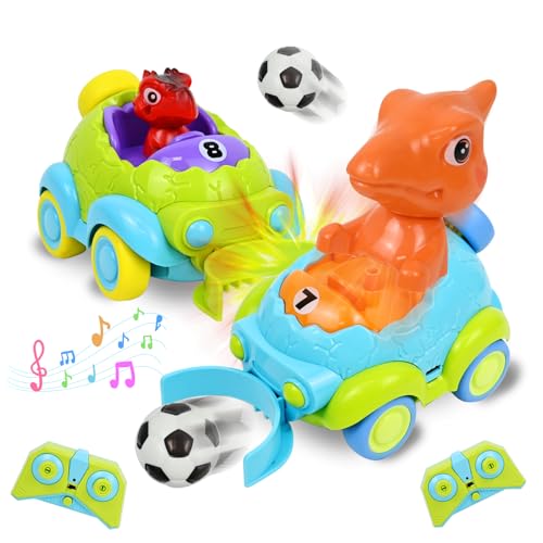 PATEMZON Ferngesteuertes Auto ab 2 Jahre, 2pcs Ferngesteuertes Dinosaurier Spielzeug, RC Auto Dinosaurier mit Musik und Lichtern, 2 Fußball, Geburtstags und Weihnachten Geschenke für Kinder PATEMZON Ferngesteuertes Auto ab 2 Jahre, 2pcs Ferngesteuertes Dinosaurier Spielzeug, RC Auto Dinosaurier mit Musik und Lichtern, 2 Fußball, Geburtstags und Weihnachten Geschenke für Kinder von PATEMZON