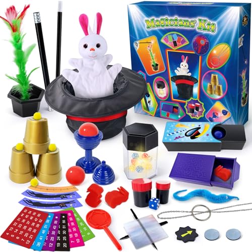 PATIFEED Zauberkasten, 75 Zaubertricks für Kinder im Alter von 6-8 Jahren, Zauberset mit Zylinderhut, Anleitung für Kinder, Geburtstag Geschenk für Magier Junge Mädchen PATIFEED Zauberkasten, 75 Zaubertricks für Kinder im Alter von 6-8 Jahren, Zauberset mit Zylinderhut, Anleitung für Kinder, Geburtstag Geschenk für Magier Junge Mädchen von PATIFEED