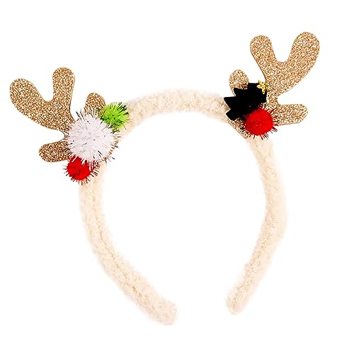 1 Stk Geweih-plüsch-stirnband Kleidung Haarreif Zu Weihnachten Haarreifen Für Weihnachten Weihnachtshaarreif Party-haarreif Cosplay-haarreifen Schöner Haarreif Weiß Plüschstoffe PATKAW von PATKAW