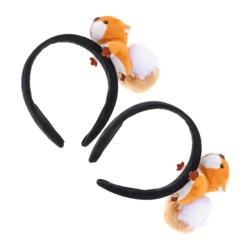 2St tierisches Stirnband Eichhörnchen Süßes Stirnband Party-Stirnband Eichhörnchen Stirnband party kopfschmuck fasching accessoires Cosplay-Kopfbedeckung Haarschmuck Plüsch PATKAW von PATKAW