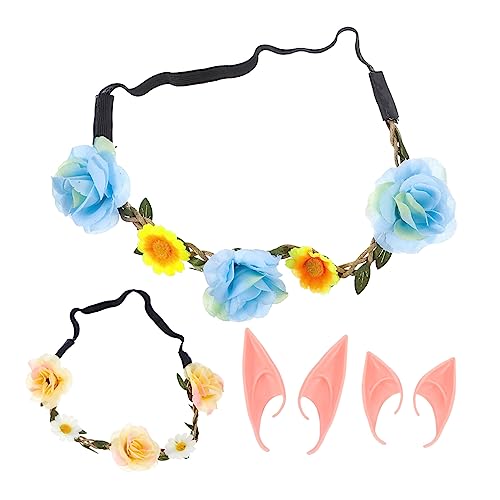 PATKAW 2 Sätze Haarschmuck Halloween-Party-Dekor Blumenstirnband für frauen Zubehör für Feenkostüme halloween costumes halloween outfits Mädchen-Stirnband Cosplay Elfenohren Emulsion von PATKAW