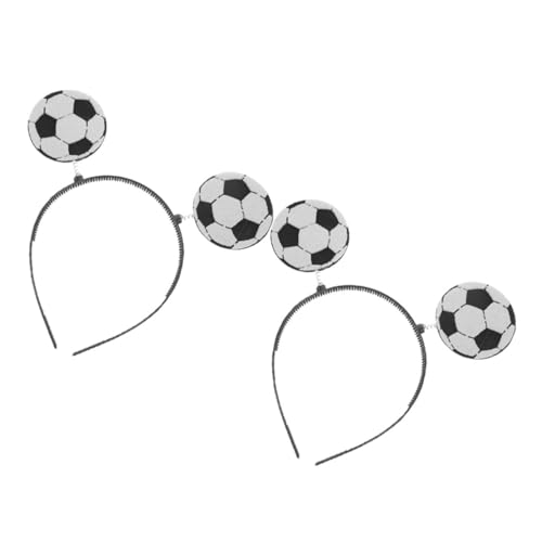 PATKAW 2 Stück Stirnband Kopfbandana Fußball Haarschmuck Fußball Motto Partygeschenke Haarschmuck Für Teenager Mädchen Haarband Für Teenager Mädchen Fußballspielzubehör Schwarzer Stoff von PATKAW