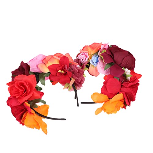 PATKAW 2St Rosen blumen Stirnband Halloween-Rosen-Stirnband Halloween-Rosenblume Rot haarschmuck rose blumenkrone Haarband Haarreifen für Mädchen Stirnband mit Blumenmuster Stoff von PATKAW