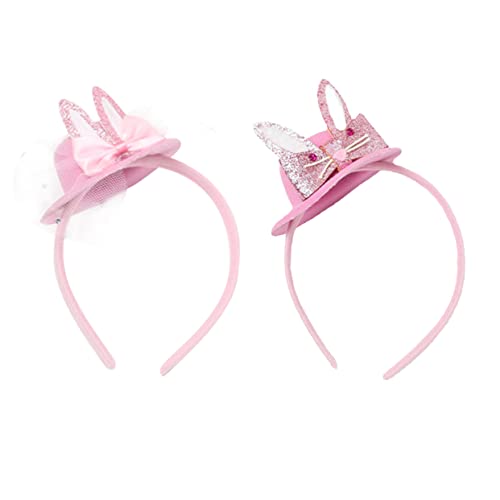 PATKAW 2St Stirnband hasen haarreif haircharm fastnacht kopfbedeckung Osterparty Kopfschmuck Tier für den Hasen Haarband Kopfschmuck aus Hasenohren Osterkopfschmuck gefühlt Rosa von PATKAW